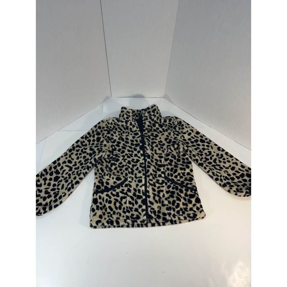 Children's Place Fleece Zip Up Cheetah Print Jacket/Sweater Size XS 4 Girls